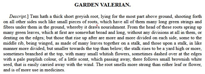 Valerian Excerpt from Culpeper's Complete Herbal