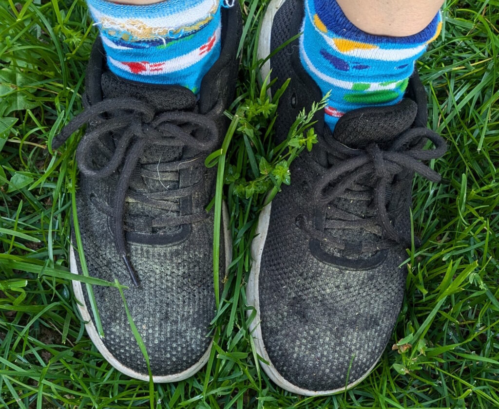 pollen-dusted sneakers